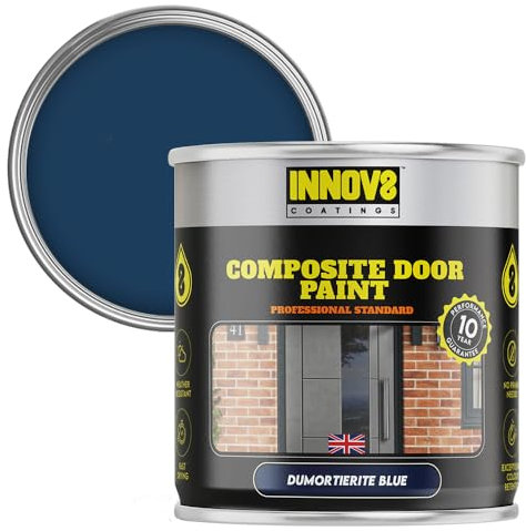 INNOV8 COATINGS COMPOSITE DOOR PAINT - 750 ml - No Primer or Top Coat - Fast Drying - Satin Finish - Dumoterite BLUE - Exterior Door Paint