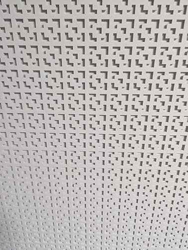 Wooden mesh Decorative Panel, Wall partition, Radiator Cover Grille, Cut-Outs, Kitchen Furniture, Laser Cut in 3mm Thick MDF (Size 1200mm x 620mm) Pimlico Pattern KK1. Made in The UK. (Primed White)