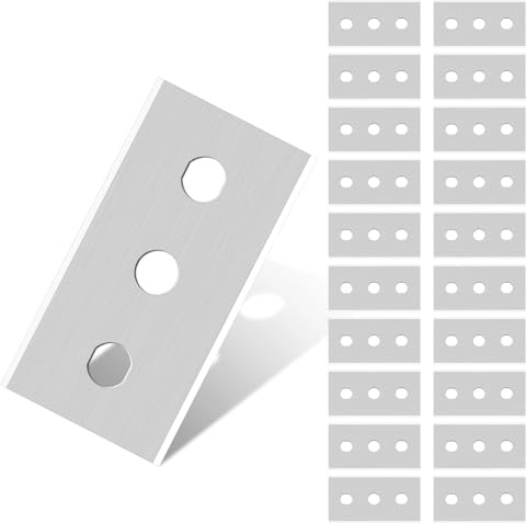 Flintronic 20 st reservskrapablad, tre hål glaskeramikskrapa, glaskeramikskrapa, metallreservblad för skrapa, 43 x 22 mm
