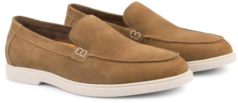 Silver Street London San Mauro Premium Suede Loafers Shoes for Men Extra Padded Breathable Mens Casual Shoes Comfortable Moccasins Slip On Men Flats, Tan, UK 10
