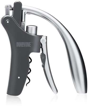 Innovine Vertical Corkscrew Wine Opener with Easy Motion Lever Handle, Heavyweight and Durable Construction for Home Bar, Kitchen, Outdoor Party, Housewarming Gifts, Travel, Set of 1, Black