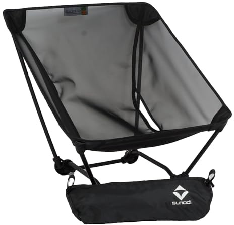 sunodi Ultralight Backpacking Chair, Aluminium Alloy Legless Ground Chair, Foldable Camping Chair for Adult, Hiking, Camping, Picnic, Fishing, RV, Balcony, Paddleboard, Beach, Indoor (Black)