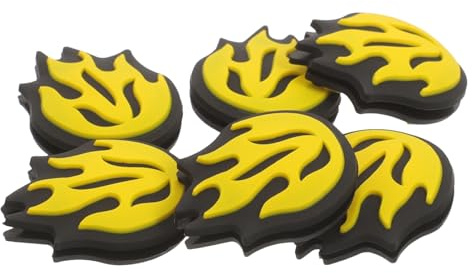 FUNOMOCYA 6 Pezzi Smorzatori di Vibrazioni per Racchetta da Tennis in Silicone Giallo Ammortizzatori a Forma di Fuoco per Assorbimento Urti Accessori Leggeri e Portatili per Migliorare