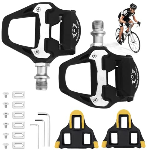 Fahrradpedale 9/16 Zoll rutschfest – SPD/SPD-SL kompatibel Clipless Pedale für MTB, Rennrad & Gravel – stabile Nylon-Konstruktion mit CrMo-Achse – inkl. Cleats & Montagewerkzeug