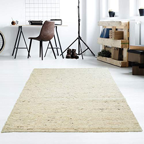 Taracarpet Moderner Handweb Teppich Alpina handgewebt aus Schurwolle für Wohnzimmer, Esszimmer, Schlafzimmer und die Küche geeignet (170 x 230 cm, 60 Beige meliert)