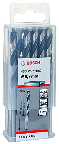 Bosch Professional 10-Piece PointTeQ HSS Twist Drill Bit (for Metal, 6.7 x 63 x 101 mm, Drill Driver Accessories)