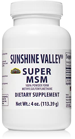 Sunshine Valley® Super MSM Powder (Methylsulfonylmethane) – Unflavored Dietary Supplement – Pure Crystals, 4 oz