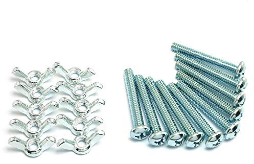 Pro Bamboo Kitchen 10 Sets Zinc Plated Carbon Steel Mounting Hardware Fitting Fastenings- 10pcs 1/4-20 Hand Tighten Wing Nuts + 10pcs 1/4-20 x 1-3/4 Phillips Head Screw Bolt