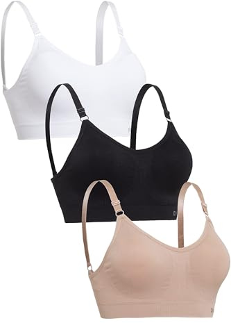 Channo Reggiseno Sportivo Comodo e, Senza Ferretto e Senza Cuciture, con Imbottitura Rimovibile - Confezione da 3, Base, L/XL