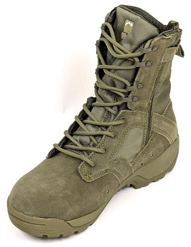ArmaWEAR Mens Military Junglelite Patrol Tactical Army Combat Work Boots Sage Green Boot with Side Zip