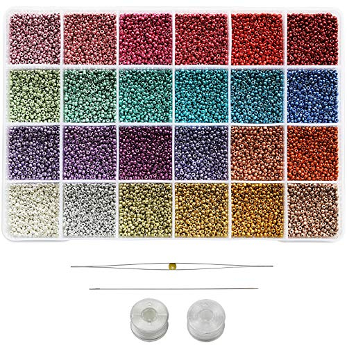 Bala&Fillic 11/0 Perlen zum Auffädeln Kleine Glasperlen Rocailles Perlen für Ohrring 14400pcs in Box