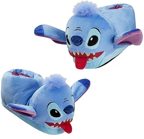Disney Hausschuhe Damen Stitch 3D, Eeyore 3D und Baby Yoda 3D Plüsch Warme Flauschige Slippers Lustig (Stitch, numeric_39-40)