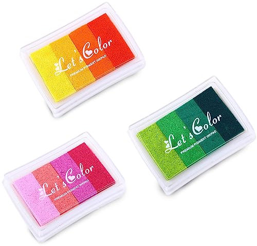 DULSPUE 3 Set Juego de Almohadillas de Tinta, Almohadillas de Tinta Coloridas,Almohadillas de Tinta degradadas,Almohadilla de Tinta para Hacer Las Pinturas del Dedo, Sellos, Crear Tarjetas