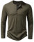 Long Sleeve T Shirt Mens Gym Henley Shirts Vintage Distressed Tops Button Up Blouse Casual Tee Green