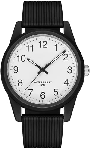 CIVO Damen Uhr Schwarz Armbanduhr: Wasserdicht Analog Silikon Damenuhr Weiß Groß Ziffernblatt Sportuhr