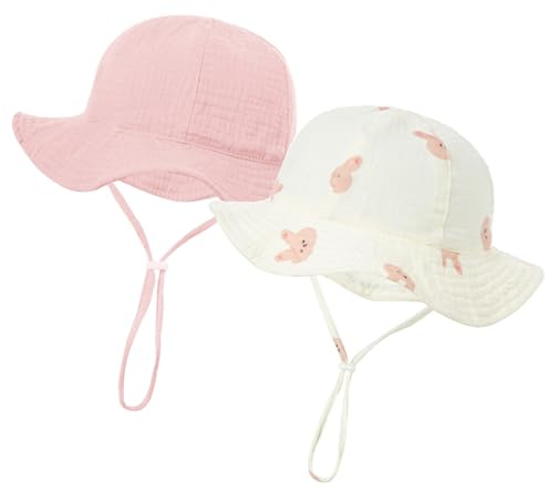 Happy Cherry Chapeau Bébé Fille Anti UV Fille Chapeau de Soleil Bébé 3-12 Mois Unisexe Nouveau NéProtection Solaire UPF 50+ Plage