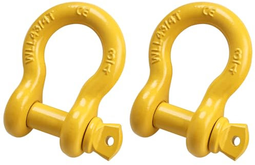 BOOMSTART 4,75t Schäkel, 2tlg Hochfest Schäkel, 3/4 M19 Große Schäkel aus Verzinktem Stahl, D Ring Schäkel Offroad Schaekel mit Bolzen zum Abschleppen und Anheben für Auto PKW, Gelb