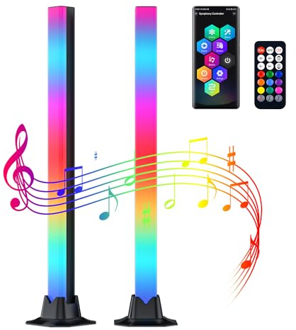 G-STORY Barra luminosa LED Smart RGB aggiornata da 42 cm, Luce ritmica con sincronizzazione musicale ad attivazione vocale con app e telecomando, per giochi, auto, PC, TV, feste (confezione da 2)