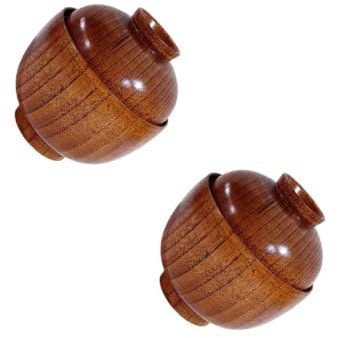 ABOOFAN 2 Piezas Cuenco De Cocina De Madera Tazones De Arroz Japones Plato De Comida Con Tapa Tazón De Arroz Conveniente Cuenco De Arroz De Madera Cuenco Japones Tazón De Sopa Light Brown