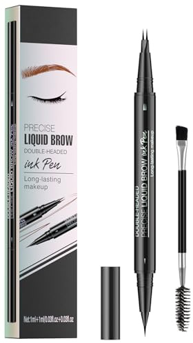 Lápiz Microblading - Lápiz de Cejas 2 en 1 a Prueba de Agua con Punta de Dos Bifurcaciones y Cepillo Preciso para Crear Definición Natural que Dura Todo el Día