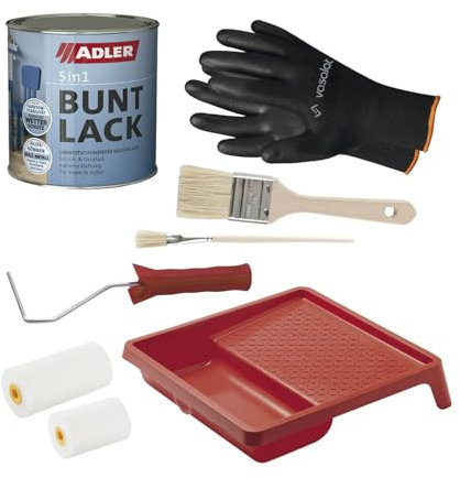 Adler 5in1 Buntlack - Grund- und Decklack + Zubehör RAL5010 enzianblau, 375ml