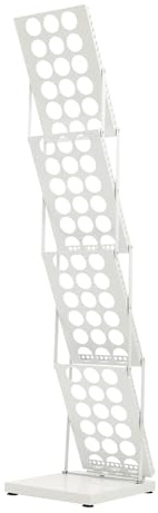 jiumxliu 4 capas A4 de metal para folletos, soporte plegable para folletos, revistero para oficina y exposición, soporte portátil para revistas, folletos, tarjetas, color blanco