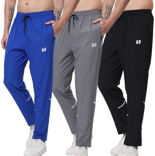 Hpbygstae Pack de 3 pantalones de chándal atléticos para hombre, con bolsillos elásticos con cremallera