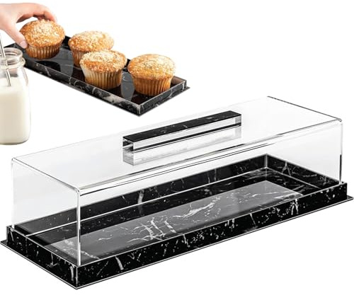 Bandeja para tartas con tapa, recipiente rectangular transparente para postres, vitrina multifuncional para fiestas, hogar, cocina, boda, cumpleaños