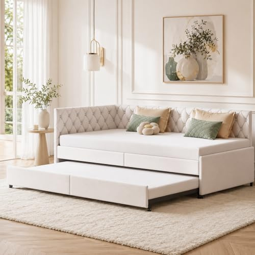 JiaOyu Sofá cama multifuncional de 90 x 200 cm, extensible, sofá de 2 plazas con función de dormir y somier, cama de día, sofá cama, ideal para salón y habitación de invitados, sin colchón (terciopelo