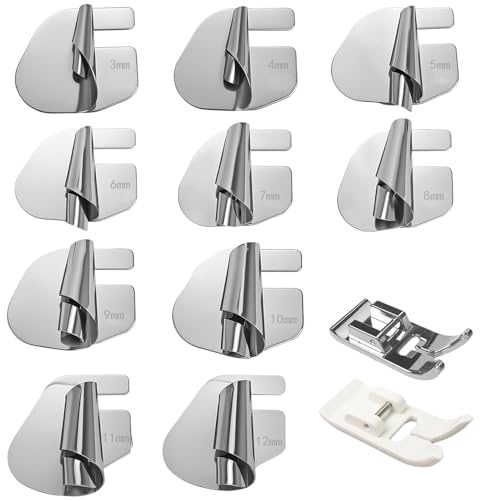 10 Accessoires Couture pour Machines à Coudre Pied Presseur Ourlet Roulé pour La Maison Convient Convient à Une Large Gamme De Machines Accessoires pour Machines à Coudre Pied-de-biche à Ourlet roulé