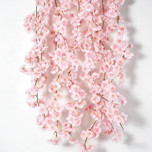 VOOSFSIE 2 Piezas 180cm Flores Artificiales Cerezo Decoracion, Enredadera Artificial, Decoraciones de Flores preservadas para Siempre, para Decoración del Hogar, Boda o Fiesta