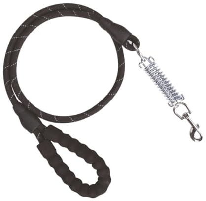 HOMSFOU Retractable Dog Leash Nylon and Eva Material 140cm with Spring Cushioning and No Pull Design Reflective Black Training Lead for Puppy and Dog Walking or Jogging