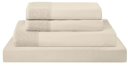Modern Threads Pacific Coast Textiles 4 PIECE CROCHET LACE MICROFIBER SHEET SET LINEN CAL, Microfibre, Super-King