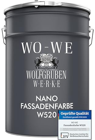 WO-WE Nano Fassadenfarbe W520 Wandfarbe für Außen Mauer Fassade Lichtgrau - 10L