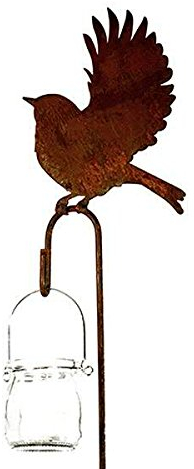 Statuetta di Animale – Spina in ruggine/Figura di Animale – Grande Scelta – Statuetta da Giardino in Metallo – Decorazione da Giardino (Uccello con Gancio – Altezza 16 cm)