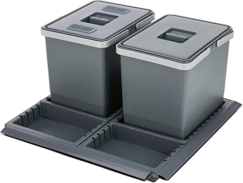 Elletipi Metropolis PTC28 05050 7F C97 PPV Pattumiera Differenziata da Cassetto, Grigio, 41x46x28 cm