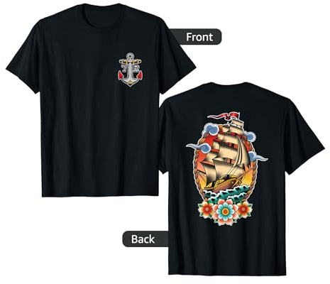 Old School American Traditional Tattoo Flash Clipper Ship T-Shirt