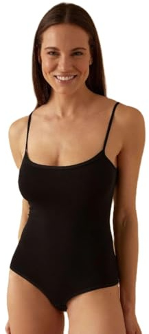 JADEA Body para mujer 4155 – Tirantes finos, algodón elástico 95%, escote semiamplio – Ropa interior cómoda y versátil