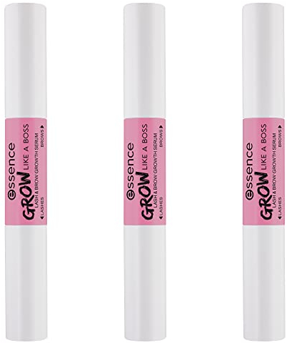 essence GROW LIKE A BOSS LASH & BROW GROWTH SERUM, Wimpernserum, wachstumsfördernd, transluzent, vegan, ohne Mikroplastikpartikel, Nanopartikel frei, ohne Parfüm, 3er Pack (3x6ml)