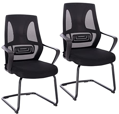 SVITA Delta 2er-Set Besucherstuhl Konferenzstühle Freischwinger mit Armlehnen Schwarz