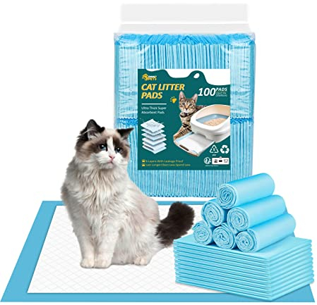 Ownpets Katzenstreu-Pads 45 x 33 cm, auslaufsicher, 6-lagig, Kätzchen-Trainingspads, Katzentoilette, Urinier-Pads mit super saugfähiger Oberfläche für Haustiere, 20 Stück Cat