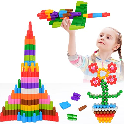 TOMYOU Kinder 140-teiliges Set Bausteine Konstruktionsspielzeug - Lernen STEM Spielzeug Lernset Kind - 10 Farben Bauspielzeug für Kinder ab 3 Jahren