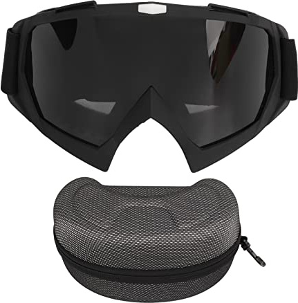 Ski Goggles, Windproof UV Protection Wide-Angle Glasses with Matte Black Frame for Sports Cycling Motorcycle (Grey Lens)