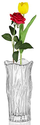 Homewit Glas Blumenvase, Moderne minimalistische Vase, Dekorative Glasvase Säulenvase floraler Pflanzenbehälter für Tischdeko, Geschenk für Hochzeit, Einweihungsparty, Feiern Transparent