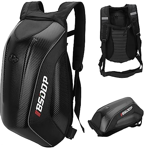 Mrisata Motorrad-Rucksack Herren, Wasserdicht Mit Hoher Kapazität, Hartschalen-Reitrucksack, Rha0801 (Weißes Etikett)