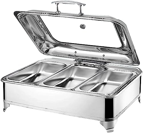 Chafing Dish Electrico 9L Calentador de Alimentos de Acero Inoxidable para Buffet y Fiesta, Calentador de Buffet Electrico - Temperatura Regulable (0-85℃), Mantener Alimentos Calientes