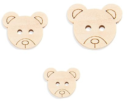 ieron 120 Bottoni in Legno con Orsetto per Cardigan per Bambini Bottoni in Legno per Lavori a Maglia 2 Fori 3 Dimensioni Bottoni Piccoli con Motivo a Orsetto in Legno per Abiti da Cucito Fai da Te