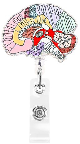 Dimeho Soporte para tarjetas de identificación de enfermera, clip retráctil para identificación, anatomía, flor dibujada a mano, rodillo de identificación de órgano, patrón de flores, pinza de