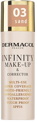 Dermacol Infinity Make-up und Korrektor, Mehrfach verwendbar, Superabdeckung, Fotofreundlich, Ipoallergen, Wasserfest, Berührungsfest, Nicht okkludierend, SPF 15, n. 03