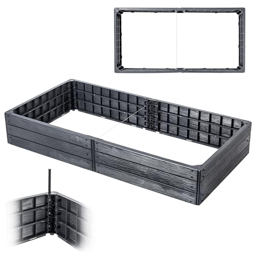 KADAX Jardin, plate-bande surélevée, pour la culture de légumes, de fleurs et d'herbes, parterre de fleurs, parterre d'herbes, parterre de légumes, cadre en plastique (rectangulaire, anthracite)